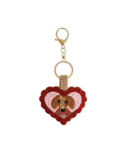 ALL THE LUCK IN THE WORLD - Sleutelhanger met Kraaltjes - Hart met Hond