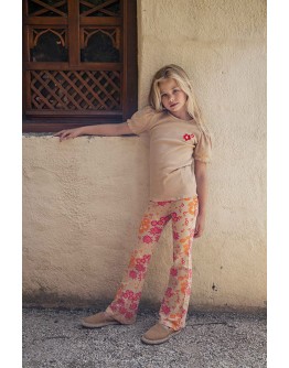 AMMEHOELA - Flared broek Liv.31 - Flowers neon