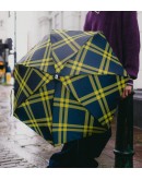 ANATOLE - Tweed Folding compact umbrella - ALWYNE – black/chartreuse plaid
