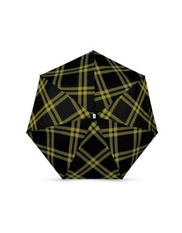 ANATOLE - Tweed Folding compact umbrella - ALWYNE – black/chartreuse plaid