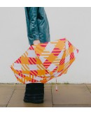 ANATOLE - Oversize Gingham Folding compact umbrella - SLOANE – Orange/pink