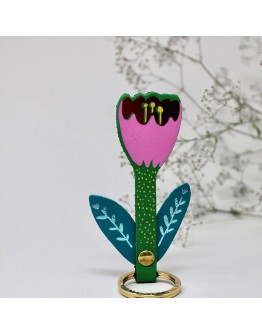 ARK COLOUR DESIGN - Sleutelhanger Tulp - Groen/roze