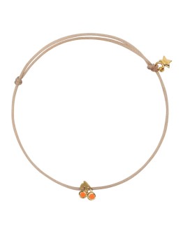 BETTY BOGAERS - Cherry Beige Rope Bracelet Neon Coral Enamel