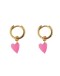 BETTY BOGAERS - Small Hoop Resin Heart Earring Pink