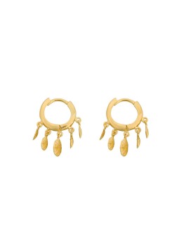 BETTY BOGAERS - Small Ribbed 5 Coins Hoop Earring