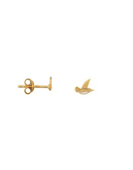 BETTY BOGAERS - Mini Bird White Enamel Stud Earring