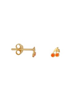BETTY BOGAERS - Mini Cherry Stud Neon Coral Earring
