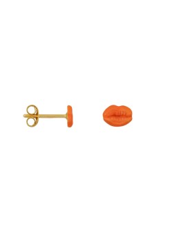 BETTY BOGAERS - Lips Stud Earring Neon Coral Enamel