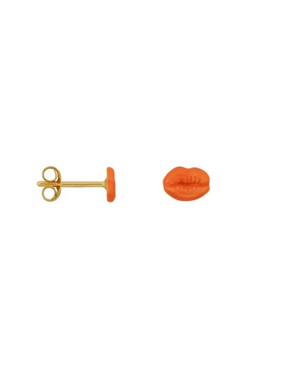 BETTY BOGAERS - Lips Stud Earring Neon Coral Enamel