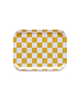 BLU KAT - Dienblad rechthoekig Checker Mustard
