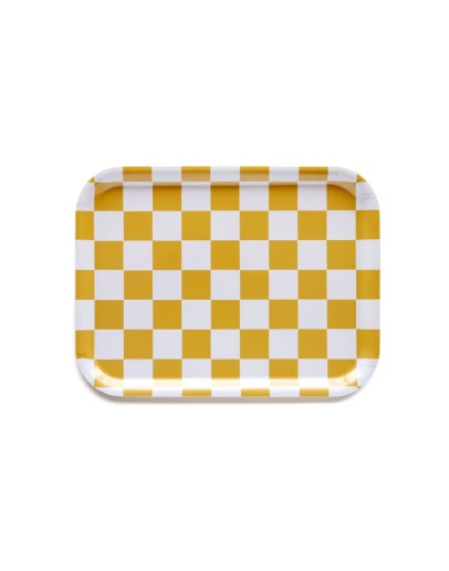BLU KAT - Dienblad rechthoekig Checker Mustard