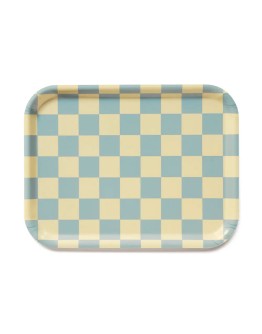 BLU KAT - Dienblad rechthoekig Checker Citroengeel/Sea foam