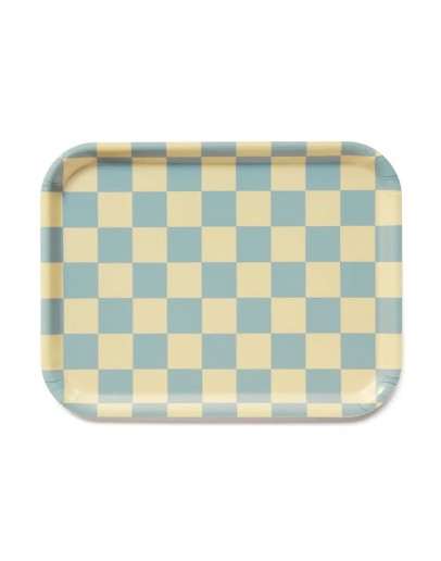 BLU KAT - Dienblad rechthoekig Checker Citroengeel/Sea foam