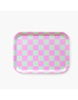 BLU KAT - Dienblad rechthoekig Checker Mint/Peony