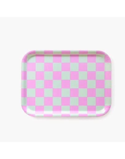 BLU KAT - Dienblad rechthoekig Checker Mint/Peony