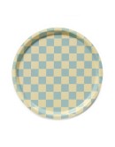 BLU KAT - Dienblad rond Checker Citroen geel/zeeschuim - 31 cm