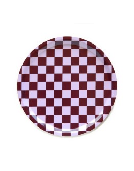 BLU KAT - Dienblad rond Checker Grape - 31 cm
