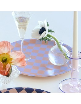 BLU KAT - Dienblad rond Checker Lilac/Peach - 31 cm