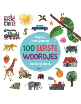Kartonboek met flapjes - Rupsje Nooitgenoeg 100 eerste woordjes - 2jr+