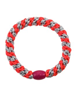 BonDep - Knekki haarelastiek Pink Neon Silver Glitter Stripe