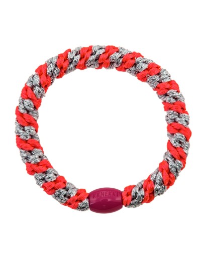 BonDep - Knekki haarelastiek Pink Neon Silver Glitter Stripe