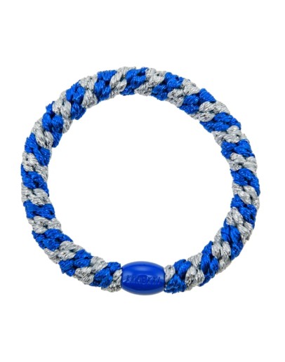 BonDep - Knekki haarelastiek Electric blue glitter silver glitter Stripe