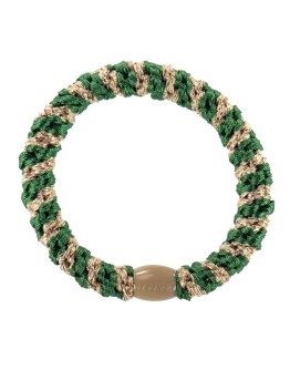 BonDep - Knekki haarelastiek Forrest Green-Beige glitter stripe