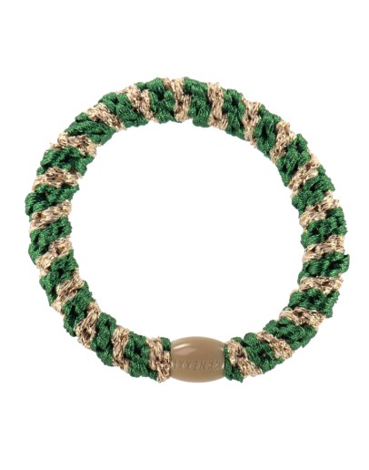 BonDep - Knekki haarelastiek Forrest Green-Beige glitter stripe