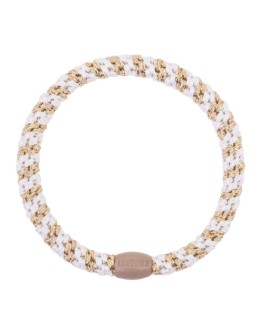 BonDep - Knekki haarelastiek Slim white-beige glitter stripe
