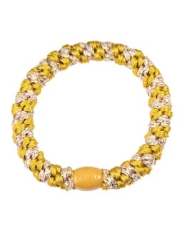 BonDep - Knekki haarelastiek Green gold-beige glitter stripe