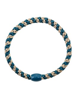 BonDep - Knekki haarelastiek Slim Light petrol beige glitter stripe