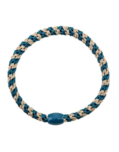 BonDep - Knekki haarelastiek Slim Light petrol beige glitter stripe