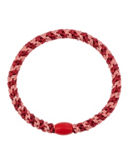 BonDep - Knekki haarelastiek Slim Coral Bordeaux Glitter Stripe