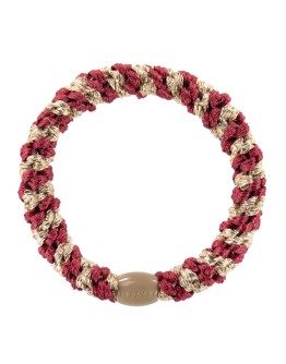 BonDep - Knekki haarelastiek Light Bordeaux-Beige glitter stripe