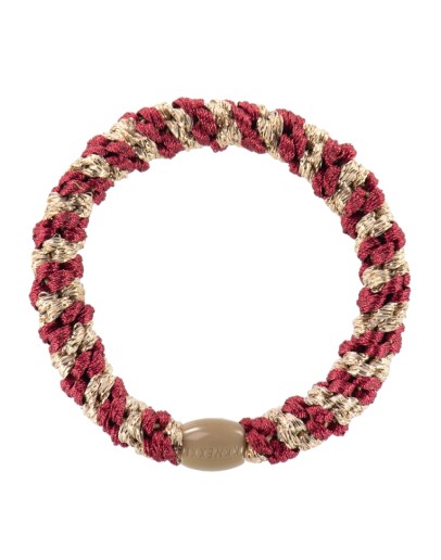 BonDep - Knekki haarelastiek Light Bordeaux-Beige glitter stripe BonDep - Knekki haarelastiek Light Bordeaux-Beige glitter stripe