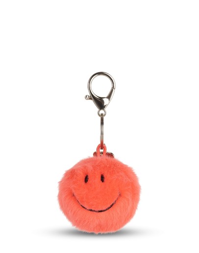 BON TON TOYS - Smiley Keychain ECO Fuzzy Bright coral - 5,5 cm