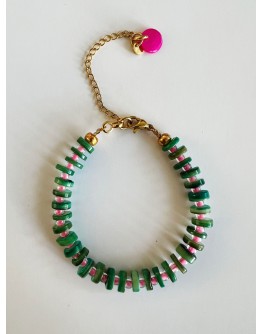 BY MELO - Armband kids - Rups groen/roze