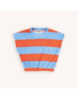 CARLIJN Q - Stripes Red/Blue - Top No Sleeve With Embroidery