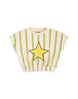 CARLIJN Q - Stripes green - Balloon top with embroidery
