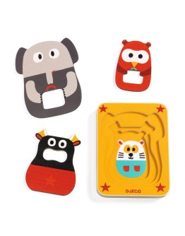 DJECO - Puzzel hout drie lagen Leo & Co - 1 jr+