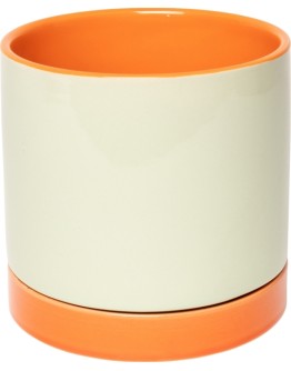EJA - Bloempot met onderbord - Orange/mint 12,5 cm