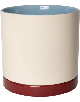 EJA - Bloempot met onderbord - Blue/white/maroon 12,5 cm