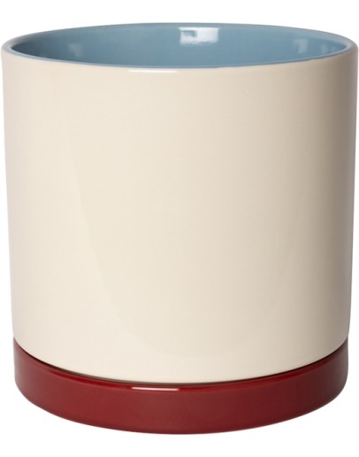 EJA - Bloempot met onderbord - Blue/white/maroon 12,5 cm