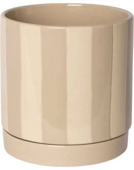 EJA - Bloempot met onderbord - Stripes Beige 15 cm