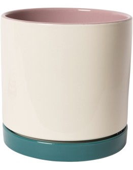 EJA - Bloempot met onderbord - Violet/petrol 18 cm