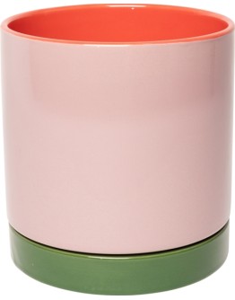 EJA - Bloempot met onderbord - Violet/green/pink 15 cm