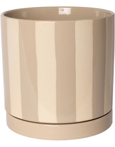EJA - Bloempot met onderbord - Stripes Beige 18 cm