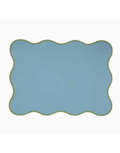 OPJET - Placemat Juliette - Blauw met groene rand OPJET - Placemat Juliette - Blauw met groene rand