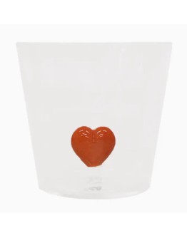 OPJET - Glas met 3D hart oranje 