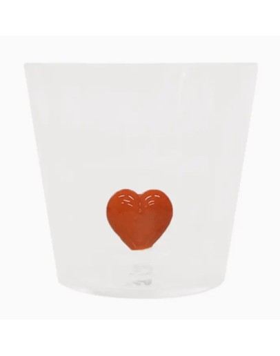 OPJET - Glas met 3D hart oranje 